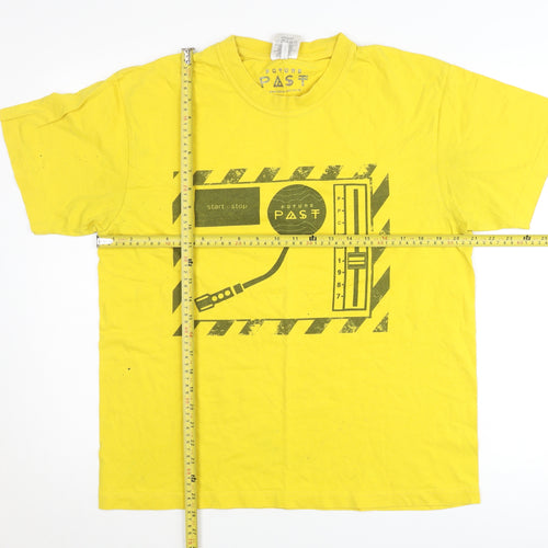 Uneek Men's Yellow Graphic Print T-Shirt Size L Cotton