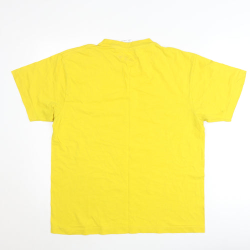 Uneek Men's Yellow Graphic Print T-Shirt Size L Cotton