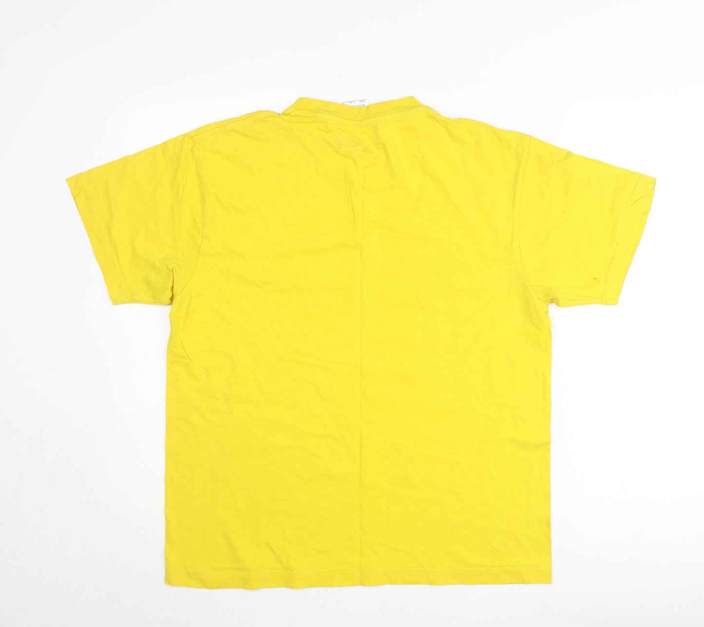 Uneek Men's Yellow Graphic Print T-Shirt Size L Cotton