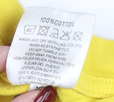 Uneek Men's Yellow Graphic Print T-Shirt Size L Cotton