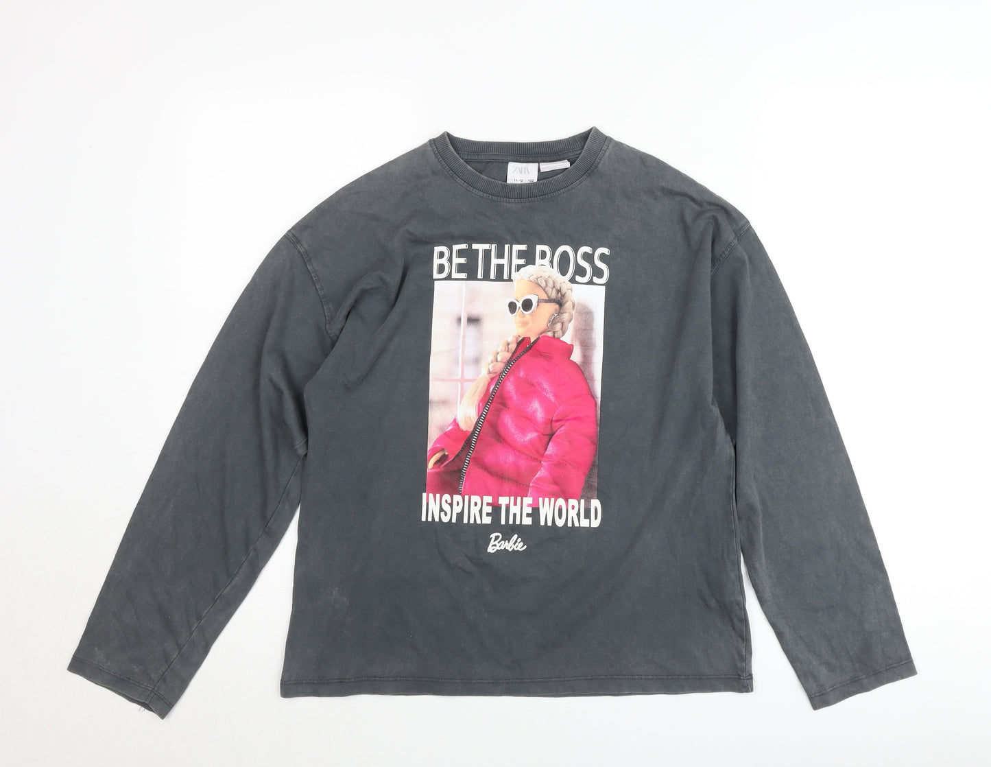 Zara Girls Black Barbie Graphic Pullover Jumper 11-12 Years Long Sleeve