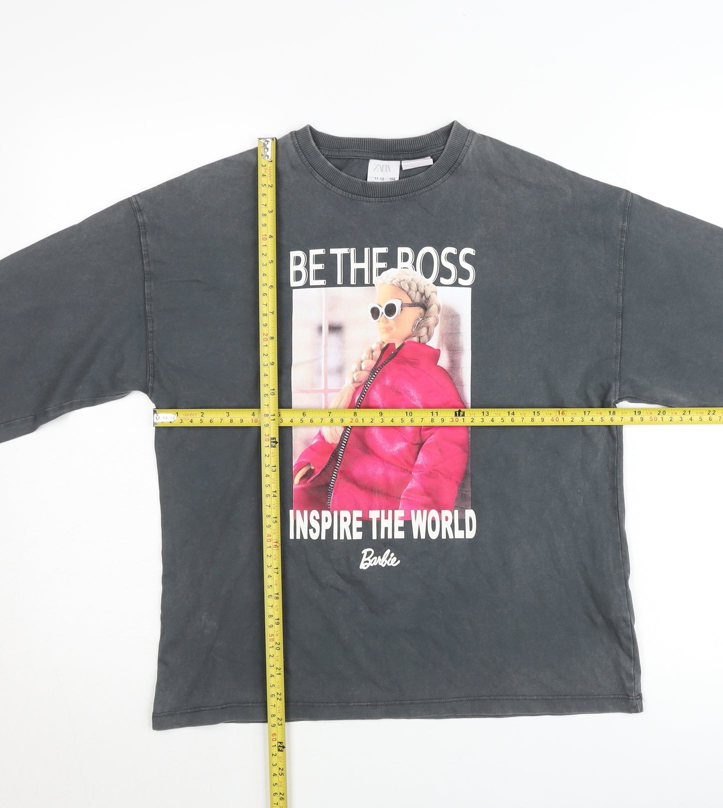Zara Girls Black Barbie Graphic Pullover Jumper 11-12 Years Long Sleeve
