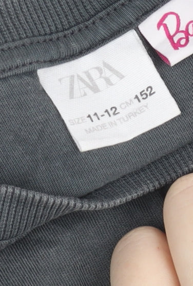 Zara Girls Black Barbie Graphic Pullover Jumper 11-12 Years Long Sleeve