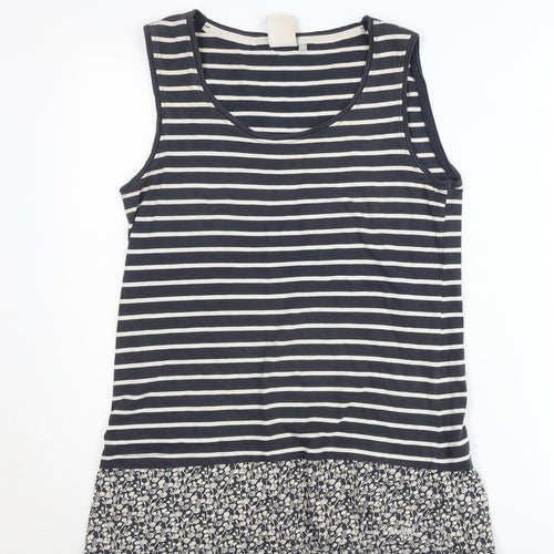 Weird Fish Womens Blue Size 12 Striped Cotton Sleeveless Tank Top