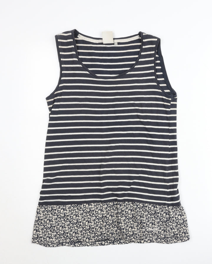 Weird Fish Womens Blue Size 12 Striped Cotton Sleeveless Tank Top