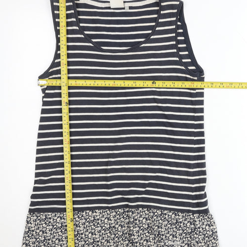 Weird Fish Womens Blue Size 12 Striped Cotton Sleeveless Tank Top