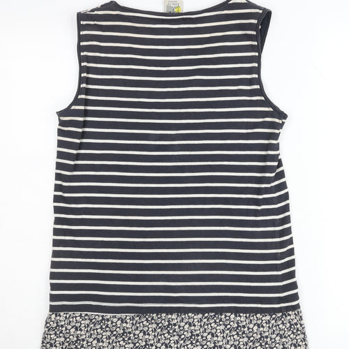 Weird Fish Womens Blue Size 12 Striped Cotton Sleeveless Tank Top