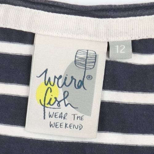 Weird Fish Womens Blue Size 12 Striped Cotton Sleeveless Tank Top
