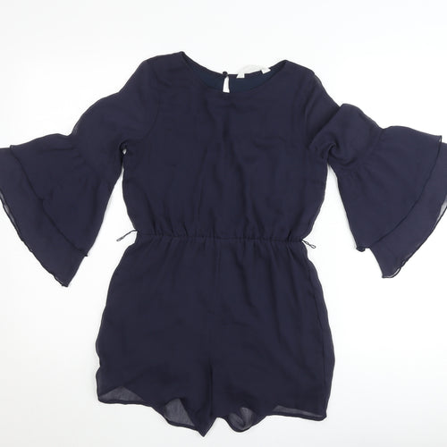 H&M Teens Blue Chiffon Playsuit 11-12Y Bell Sleeve Party Outfit