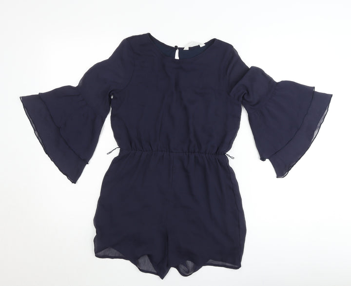 H&M Teens Blue Chiffon Playsuit 11-12Y Bell Sleeve Party Outfit