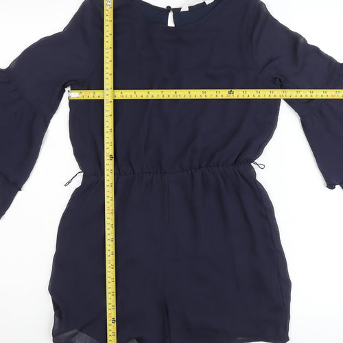 H&M Teens Blue Chiffon Playsuit 11-12Y Bell Sleeve Party Outfit