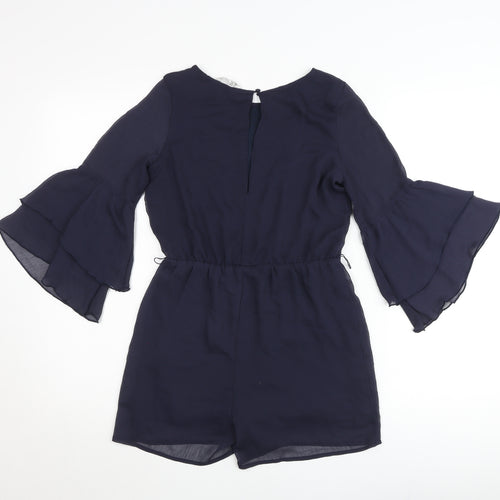 H&M Teens Blue Chiffon Playsuit 11-12Y Bell Sleeve Party Outfit