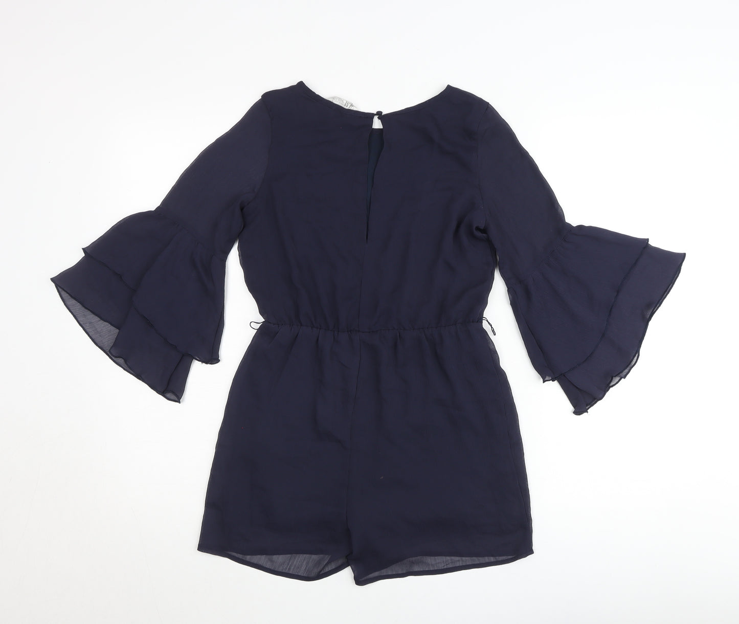 H&M Teens Blue Chiffon Playsuit 11-12Y Bell Sleeve Party Outfit