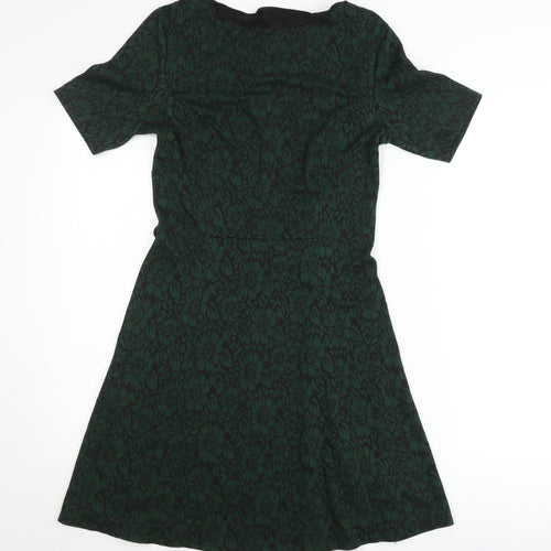 Red Herring Women’s Green Floral Jacquard A-Line Dress Size 8