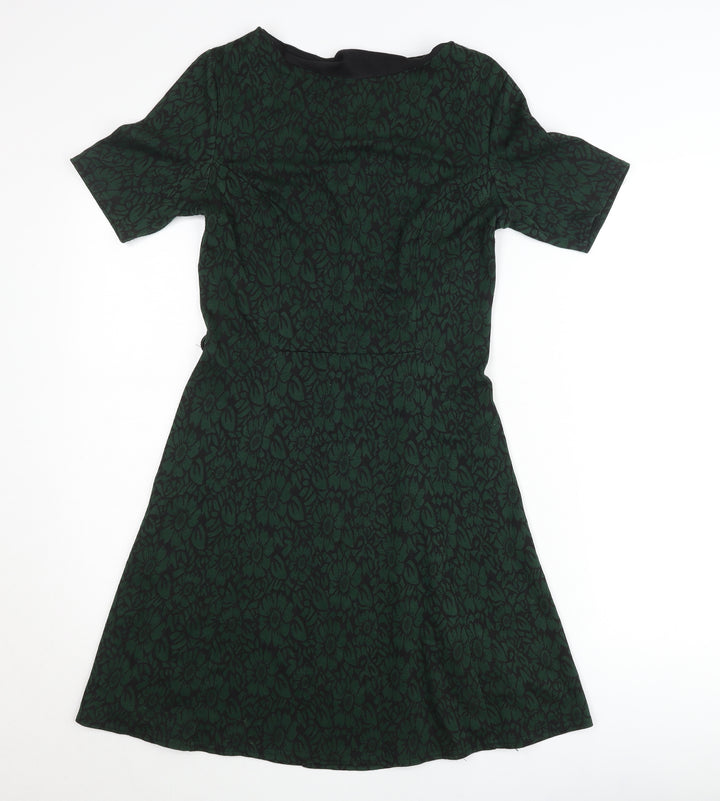 Red Herring Women’s Green Floral Jacquard A-Line Dress Size 8