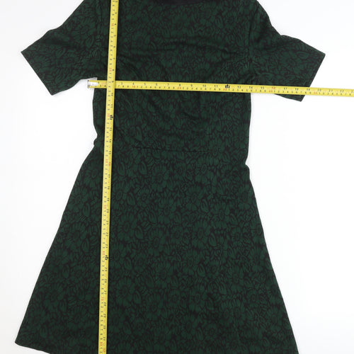 Red Herring Women’s Green Floral Jacquard A-Line Dress Size 8