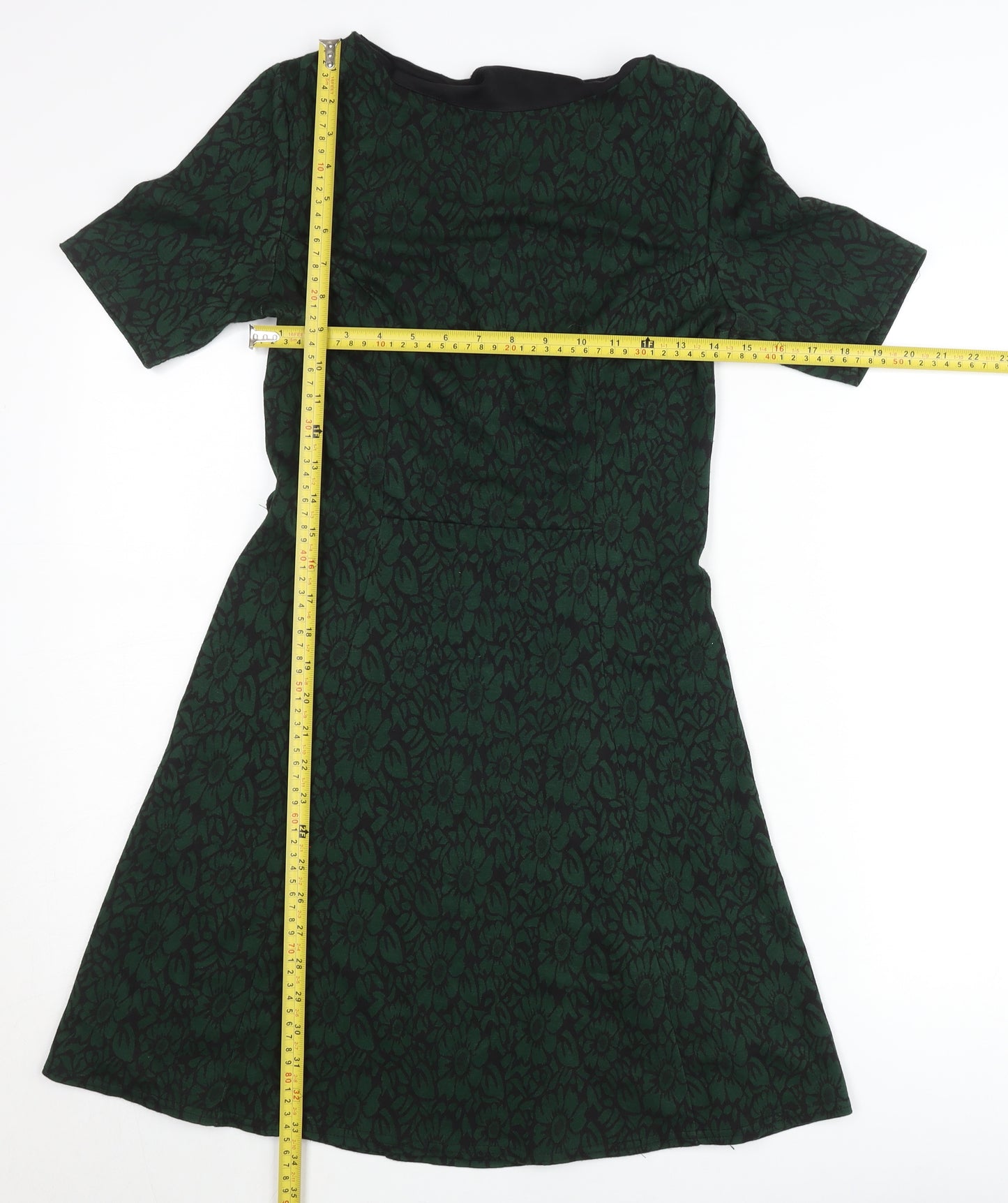 Red Herring Women’s Green Floral Jacquard A-Line Dress Size 8