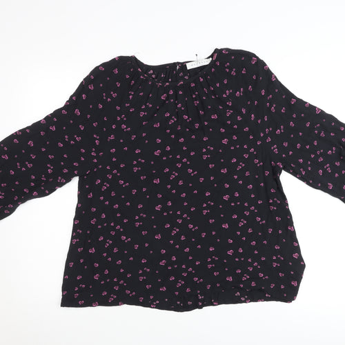 John Lewis Women’s Black Heart Print Tunic Blouse Size 10