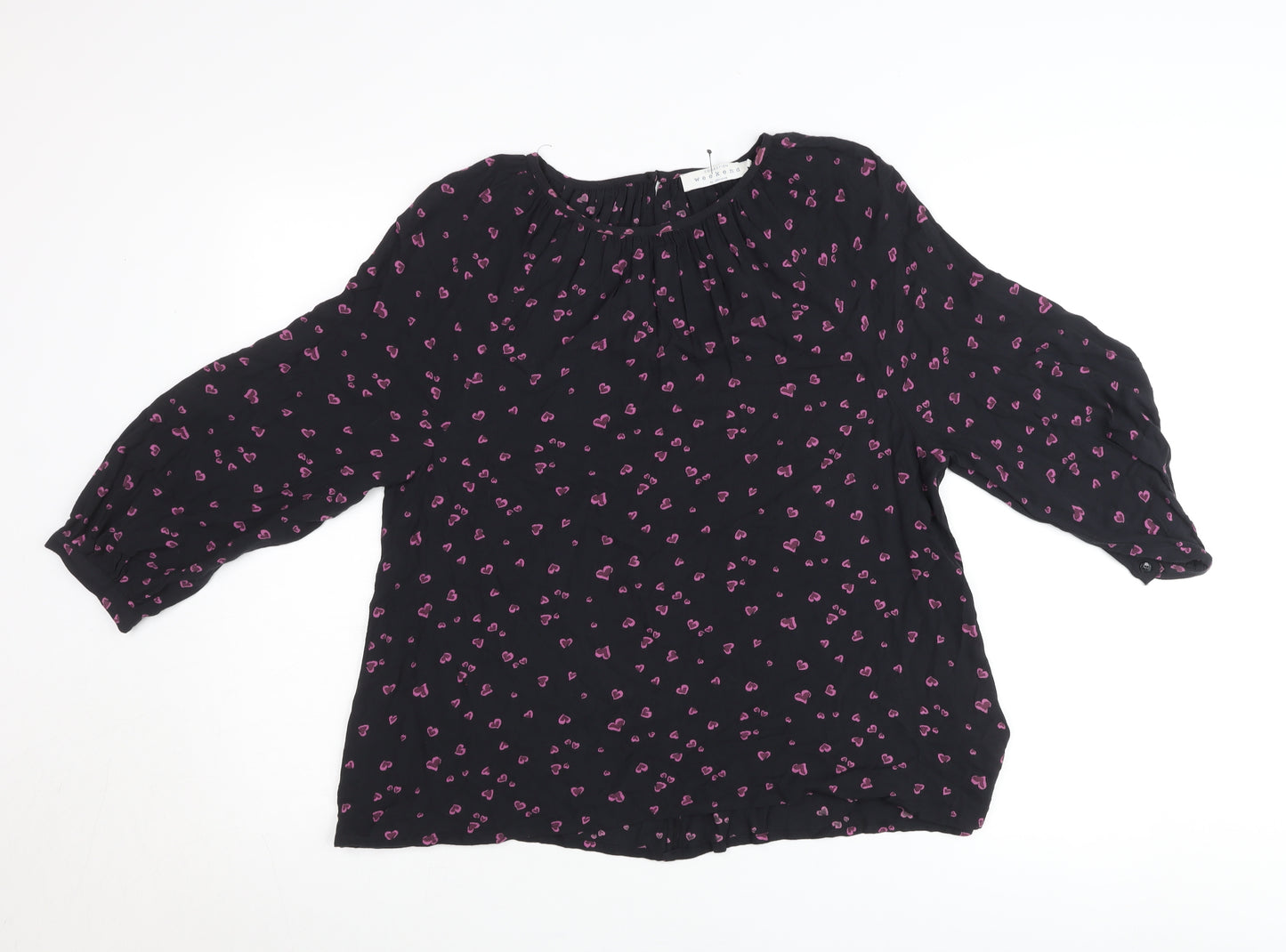 John Lewis Women’s Black Heart Print Tunic Blouse Size 10