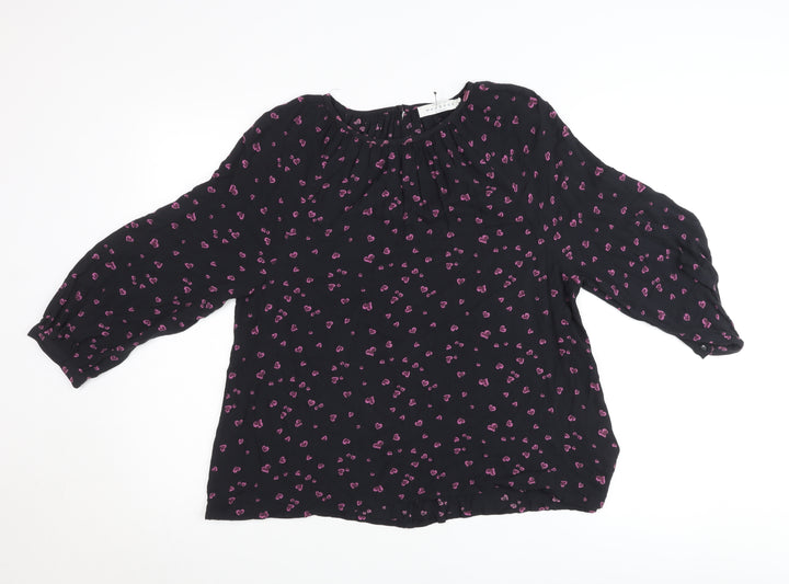 John Lewis Women’s Black Heart Print Tunic Blouse Size 10