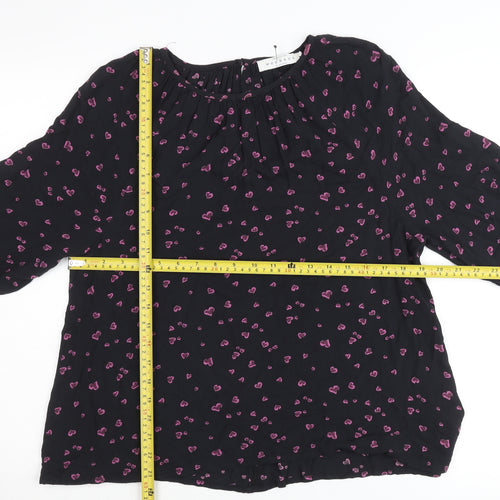 John Lewis Women’s Black Heart Print Tunic Blouse Size 10