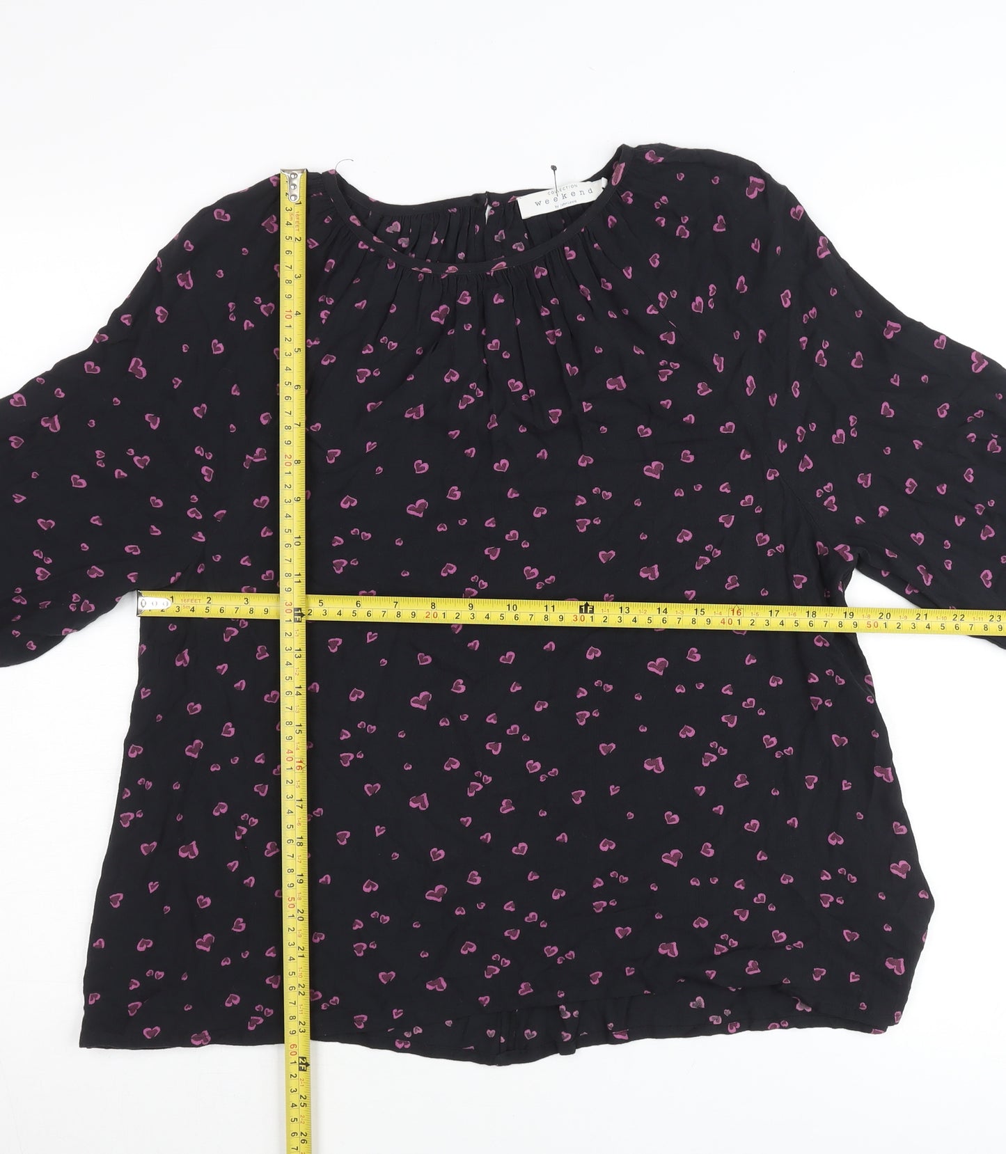 John Lewis Women’s Black Heart Print Tunic Blouse Size 10