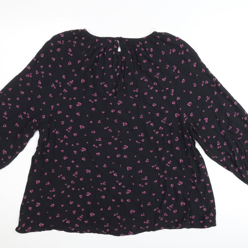 John Lewis Women’s Black Heart Print Tunic Blouse Size 10