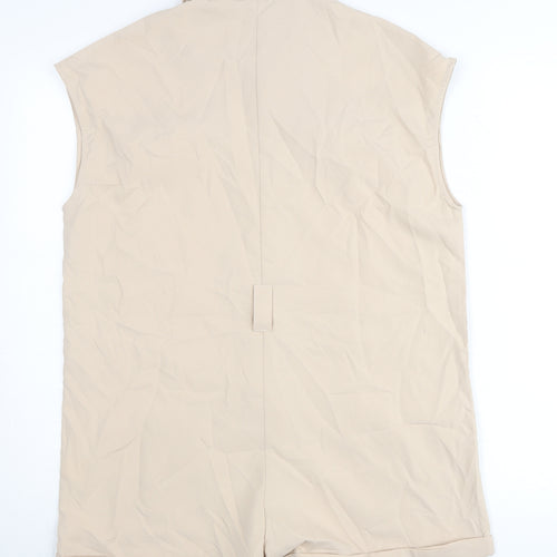 Solinary Womens Beige Sleeveless Collared Playsuit Size S