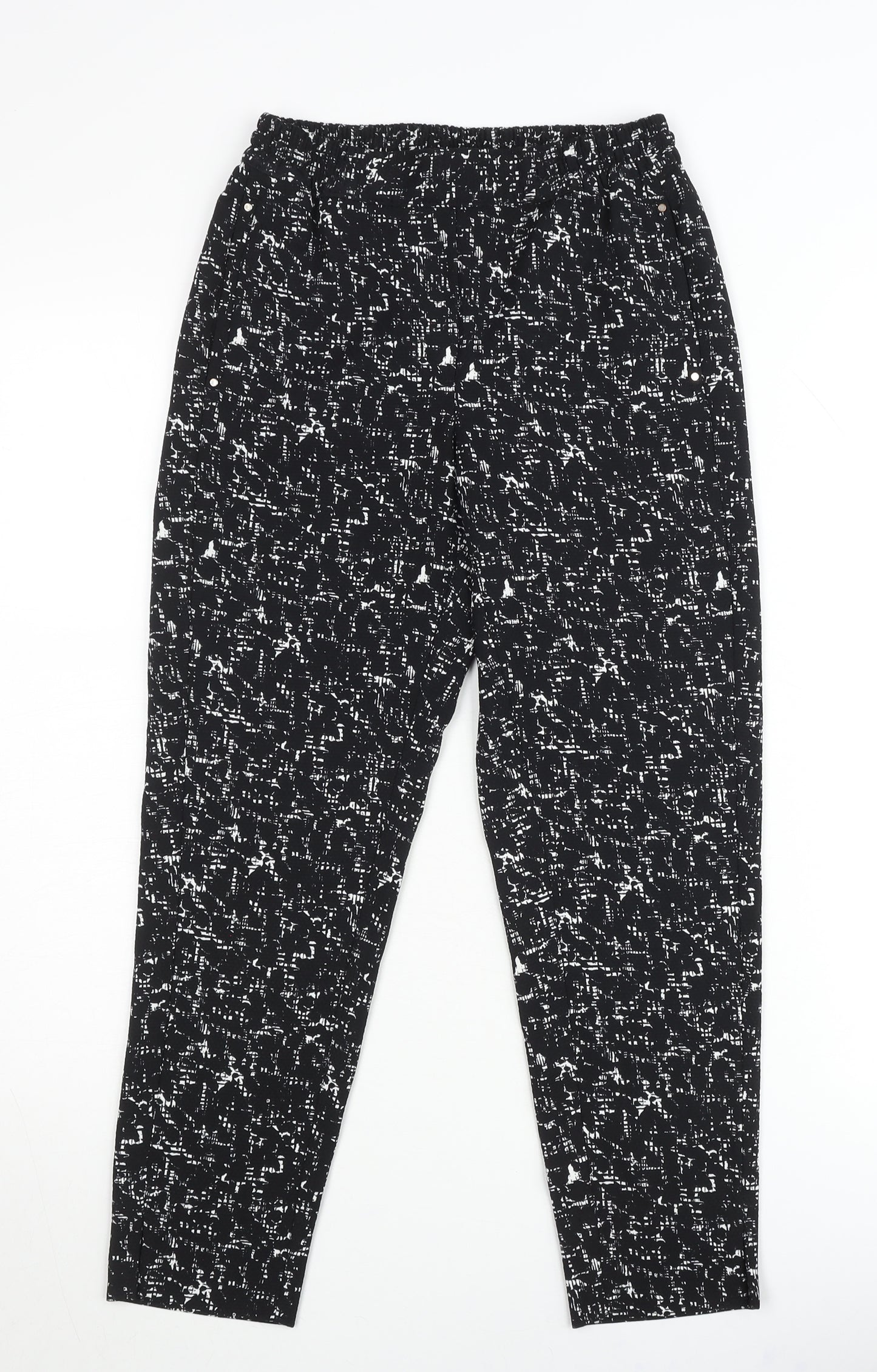 H&M Women’s Black Geometric Tapered Trousers Size 4 Polyester