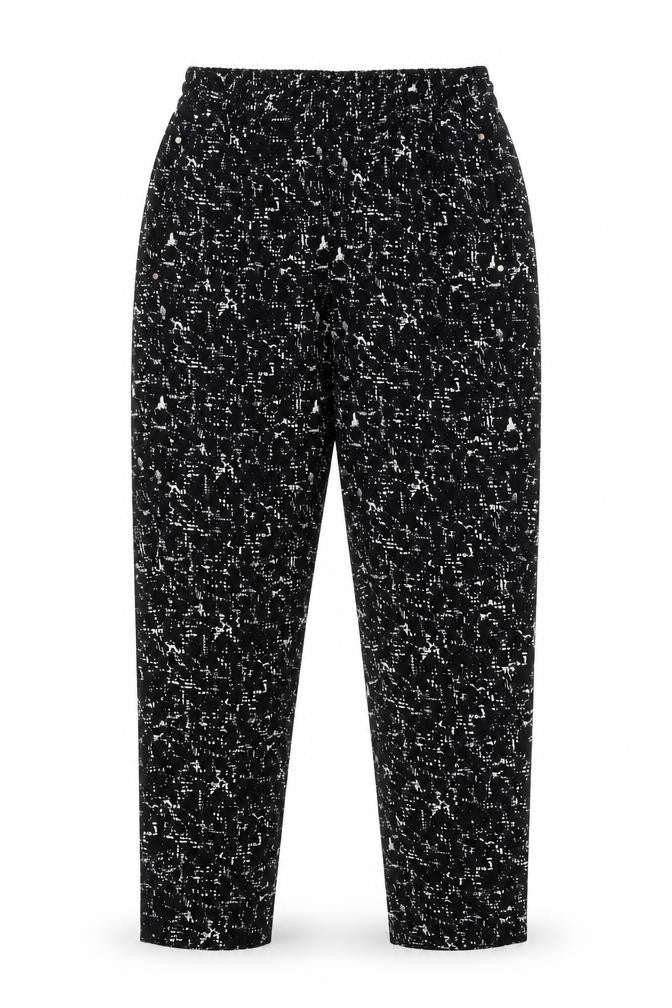 H&M Women’s Black Geometric Tapered Trousers Size 4 Polyester