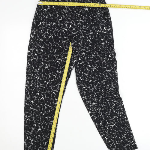 H&M Women’s Black Geometric Tapered Trousers Size 4 Polyester