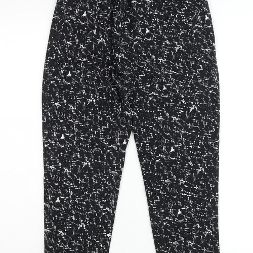 H&M Women’s Black Geometric Tapered Trousers Size 4 Polyester