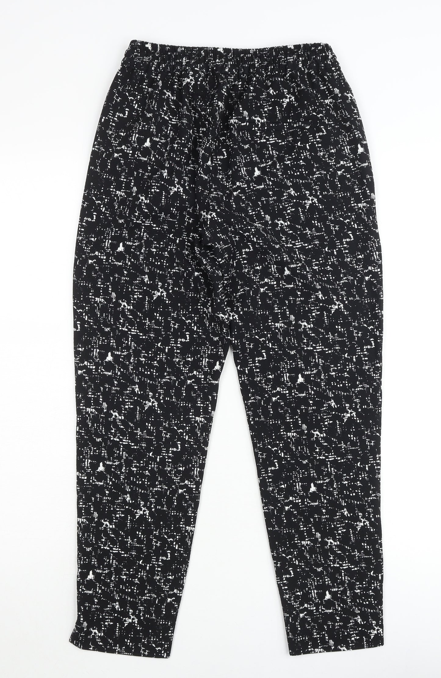 H&M Women’s Black Geometric Tapered Trousers Size 4 Polyester