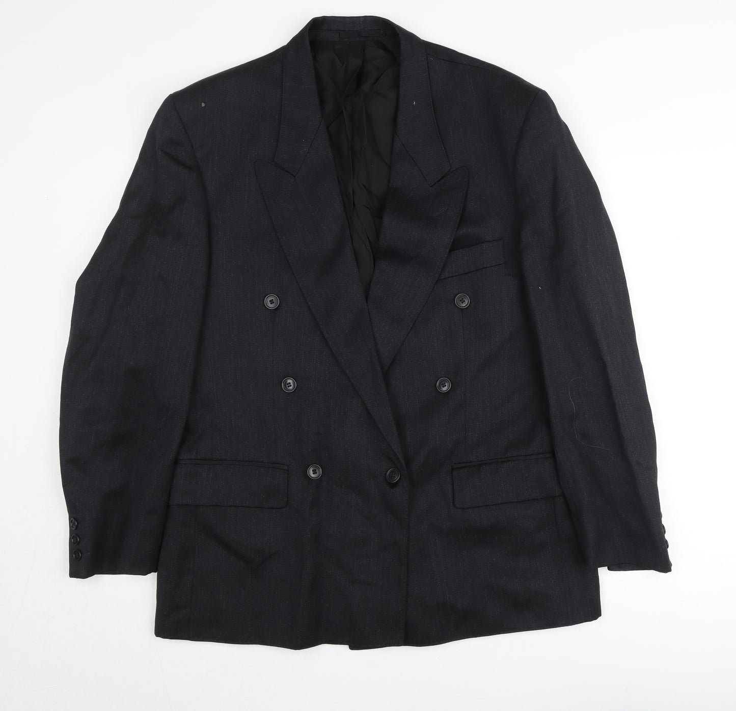 Hector James Mens Grey Wool Double-Breasted Blazer 40 Short
