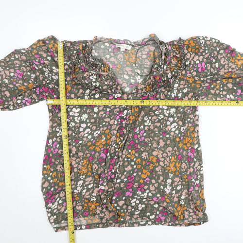 Monsoon Womens Multicoloured Floral Tunic Blouse Size M 3/4 Sleeve Cotton Blend