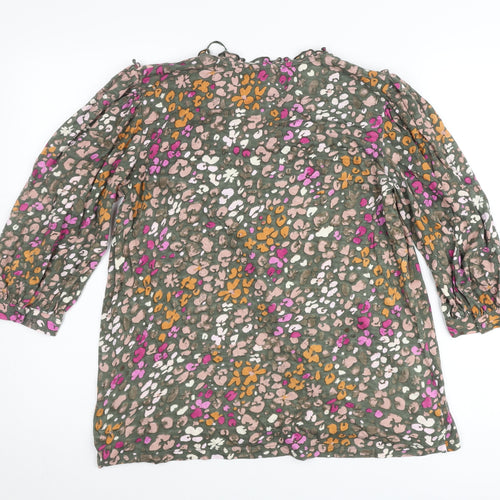 Monsoon Womens Multicoloured Floral Tunic Blouse Size M 3/4 Sleeve Cotton Blend