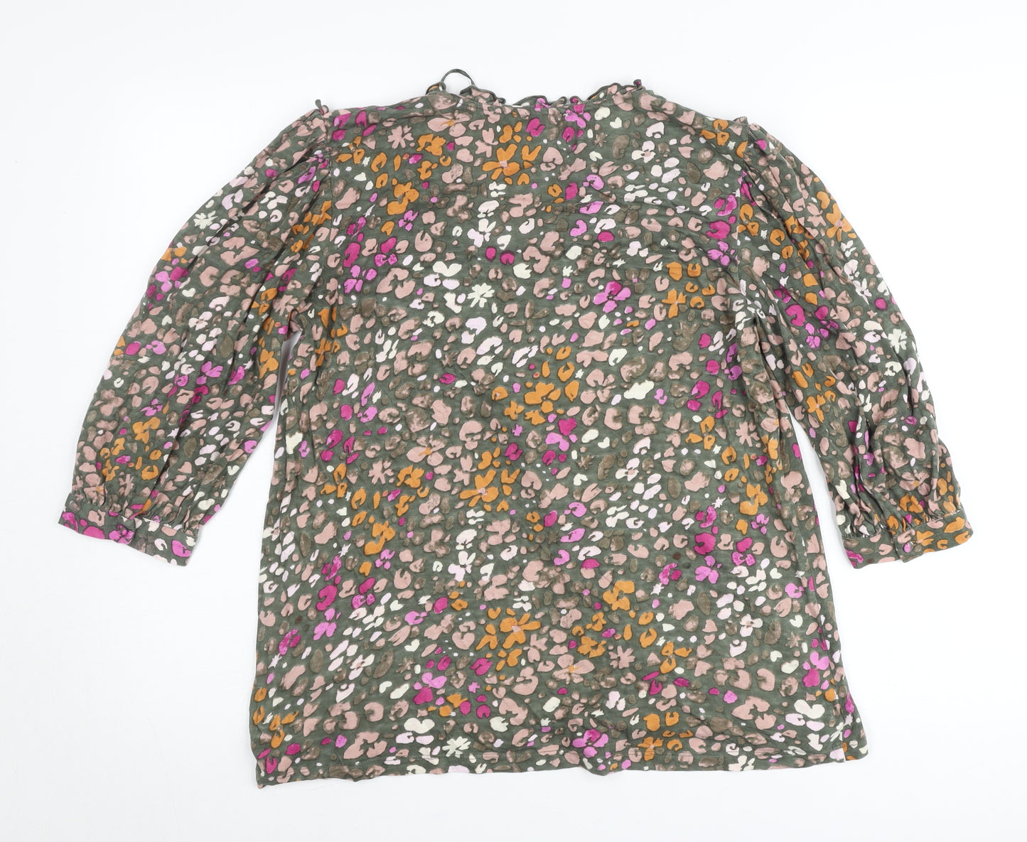 Monsoon Womens Multicoloured Floral Tunic Blouse Size M 3/4 Sleeve Cotton Blend