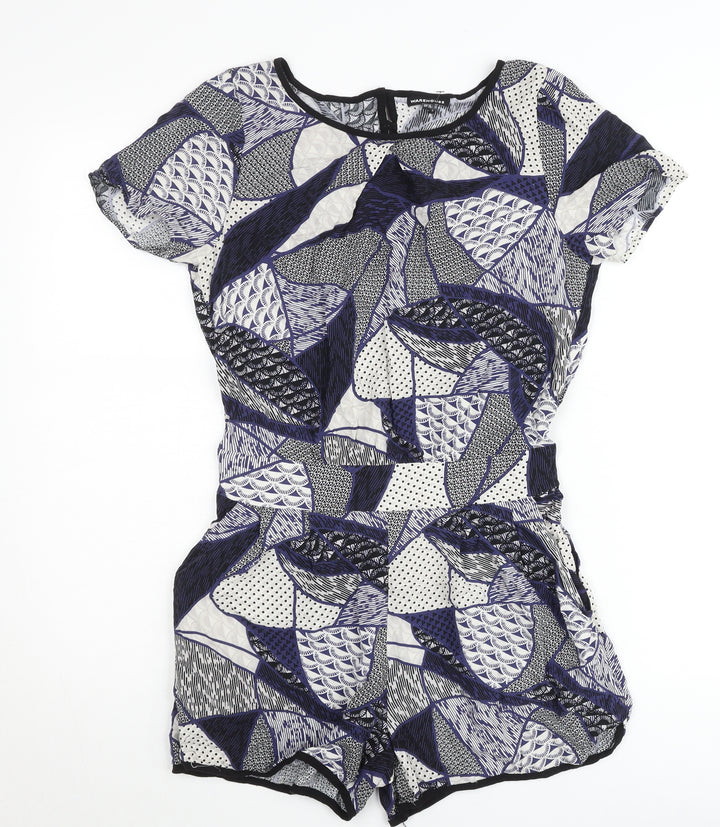 Warehouse Women’s Multicoloured Geometric Viscose Playsuit UK 10