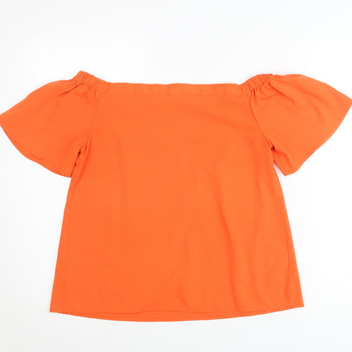 Peacocks Women’s Orange Off Shoulder Tunic Blouse Size 10