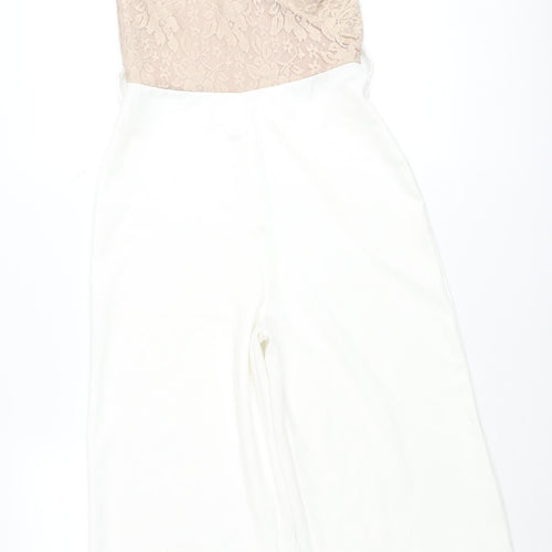 Select Women Ivory Lace Sweetheart Jumpsuit Size 8 Wide Leg