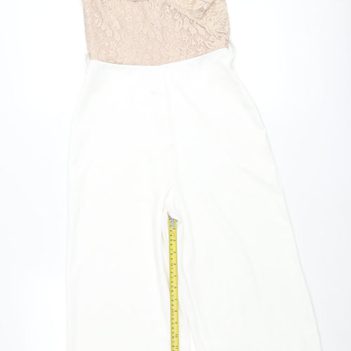 Select Women Ivory Lace Sweetheart Jumpsuit Size 8 Wide Leg