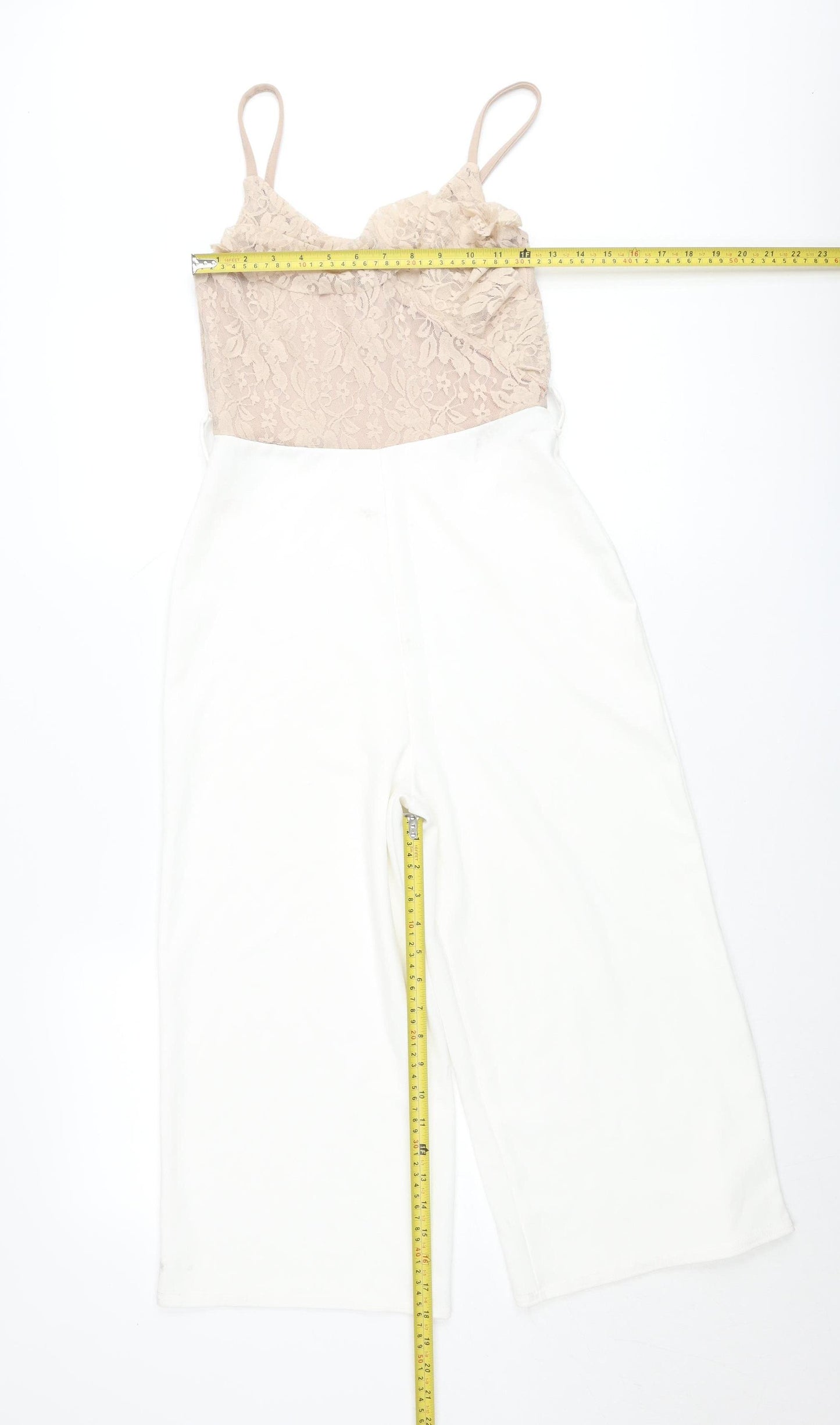 Select Women Ivory Lace Sweetheart Jumpsuit Size 8 Wide Leg