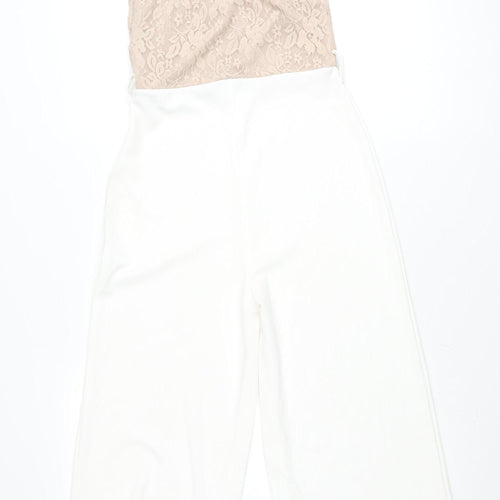 Select Women Ivory Lace Sweetheart Jumpsuit Size 8 Wide Leg