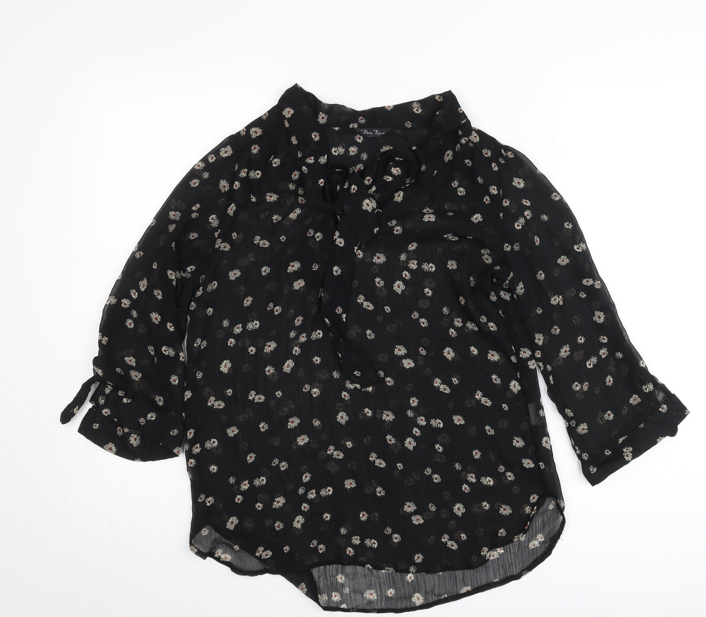 Marina Kaneva Womens Black Floral Chiffon Blouse Size 12