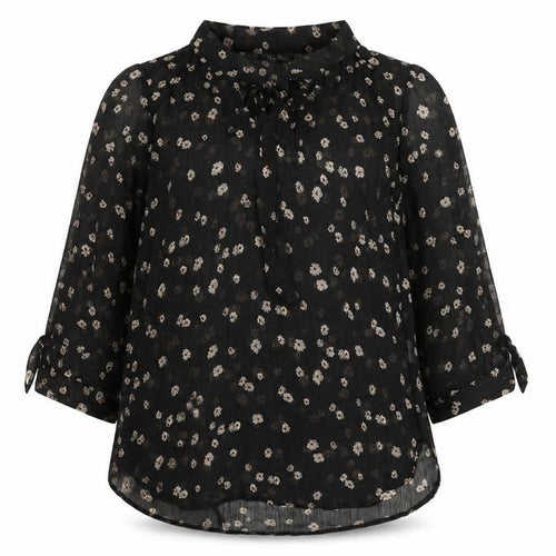 Marina Kaneva Womens Black Floral Chiffon Blouse Size 12