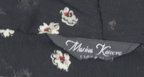 Marina Kaneva Womens Black Floral Chiffon Blouse Size 12
