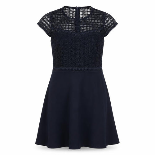 H&M Women’s Black Lace A-Line Dress Size 8 Short Sleeve Knee Length