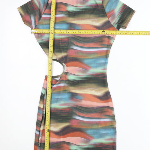PrettyLittleThing Women’s Multicoloured Bodycon Mini Dress UK 4
