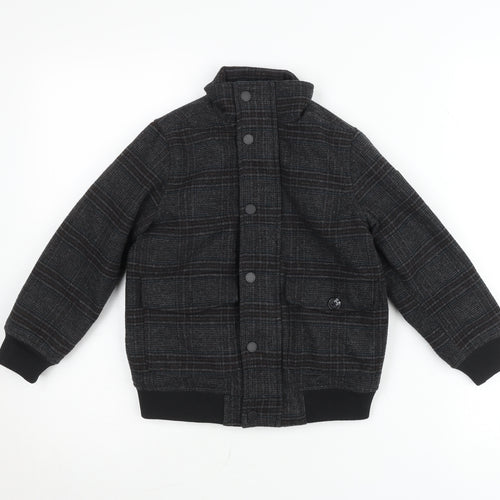 Next Boys Grey Plaid Wool Blend Bomber Jacket 6 Years Autumn Winter