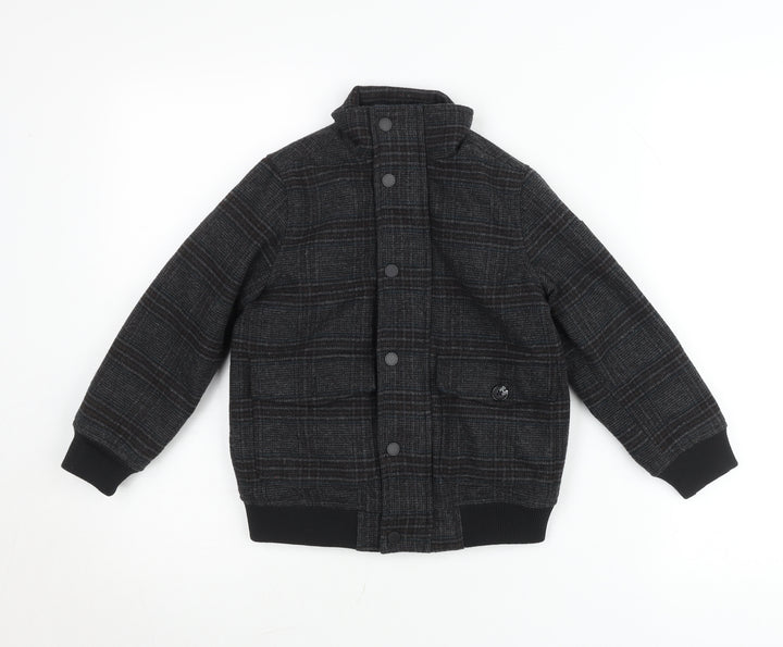 Next Boys Grey Plaid Wool Blend Bomber Jacket 6 Years Autumn Winter